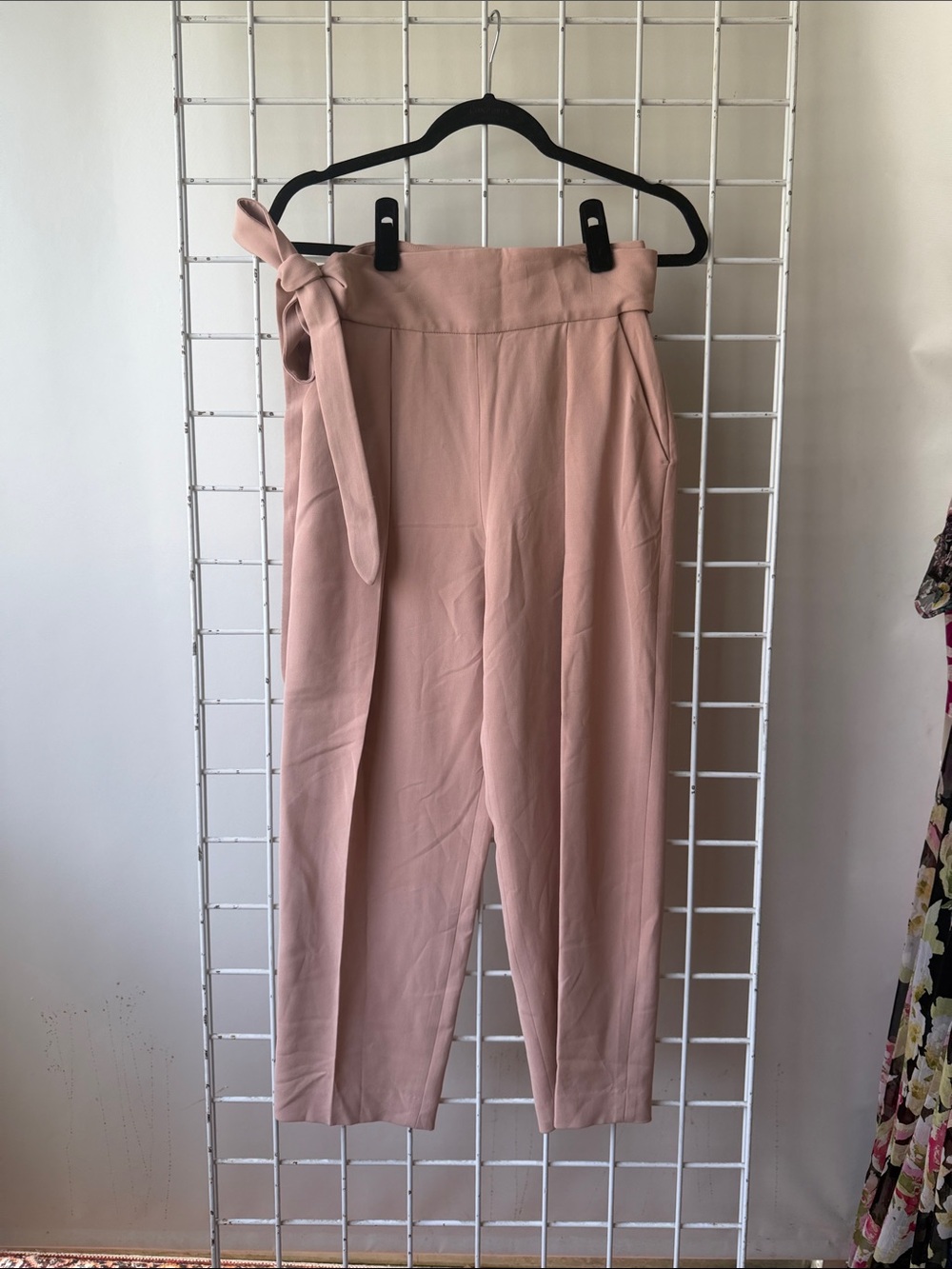 Wilfred Women's High-Waist Paperbag Cream Beige Trousers - Blush Pink Size 2